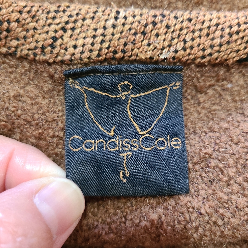 Candiss Cole Art to Wear Brown Open Front Sweater Jacket Women's Size Small - Picture 6 of 11